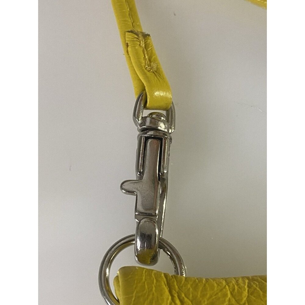 Arezzo Yellow Leather Small Crossbody Shoulder Bag Clutch Adj Long Strap 7.5x6" - Picture 13 of 16